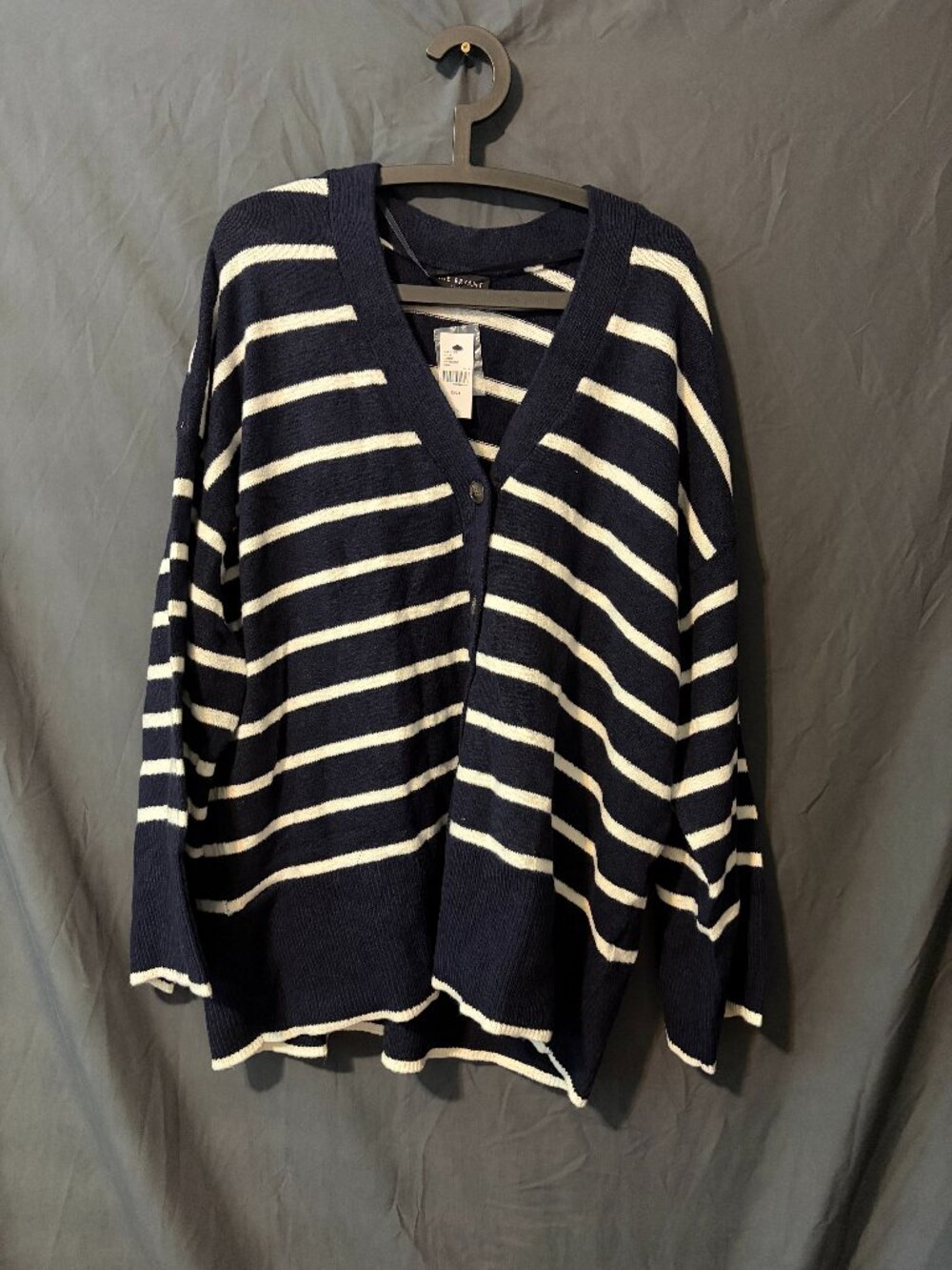 Lane Bryant Women's Navy White Striped Button Cardigan Sweater 22/24 NWT